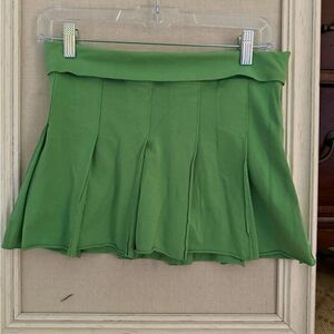 Hard Tail green pleated sweatshirt skort with foldover waistband S
